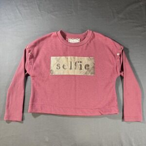 Btween Sweatshirt Girls 8 Pink Selfie Graphic Long Sleeve Pullover Top